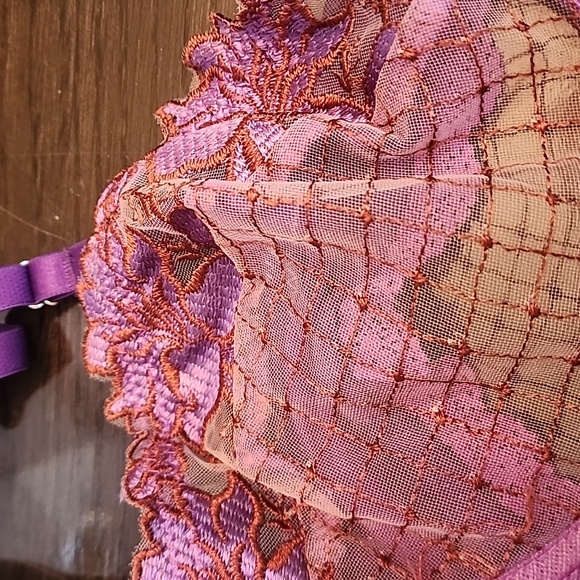 Purple Lace Floral Bra Xl - Picture 2 of 4